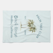 Lichtblauwe houten palmbomen Modern Beach House Theedoek (Horizontaal)