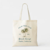 Lichtblauwe houten palmbomen Modern Beach House Tote Bag (Achterkant)