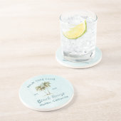 Lichtblauwe houten palmbomen Modern Beach House Zandsteen Onderzetter (Zijkant)