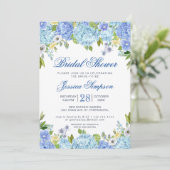 Lichtblauwe Hydrangea Watercolor Bruidsdouche Kaart (Staand voorkant)