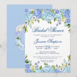Lichtblauwe Hydrangea Watercolor Bruidsdouche Kaart
