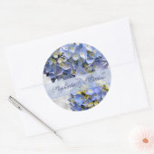 Lichtblauwe Hydrangeas Sticker, "Alpha" Ronde Sticker (Envelop)
