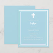 Lichtblauwe jongen doopuitnodiging (Voorkant / Achterkant)