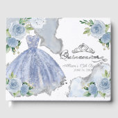 Lichtblauwe jurk Bloemen Quinceanera Gastenboek (Voorkant)