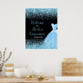 Lichtblauwe jurk Faux Glitter Quinceanera Welkom Poster (Keuken)