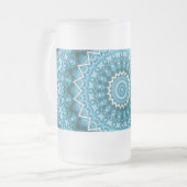 Lichtblauwe Kaleidoscoop / Mandala Matglas Bierpul (Voorkant links)
