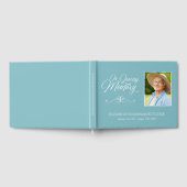 Lichtblauwe kalligrafie in liefdevolle herinnering gastenboek (Volledig)