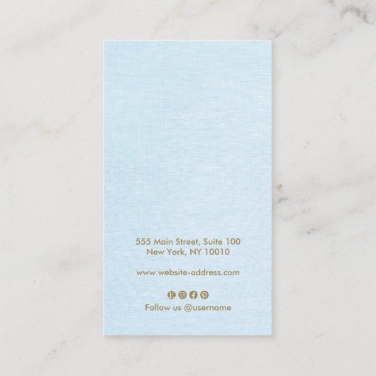 Lichtblauwe kalligrafie Script Oorbel Business Visitekaartje (Achterkant)