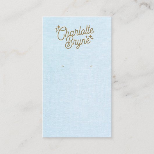 Lichtblauwe kalligrafie Script Oorbel Business Visitekaartje (Voorkant)