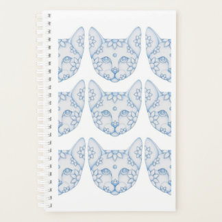 LICHTBLAUWE KAT MET BLOEMEN PLANNER NOTITIEBOEK