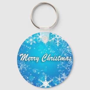 Lichtblauwe kerst sleutelhanger