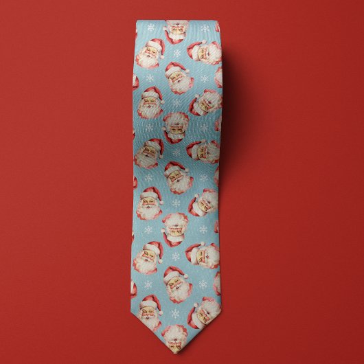 Lichtblauwe Kerstman Kerstmissneeuwvlok Stropdas