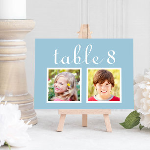 Lichtblauwe Kindertijd Foto Tafel Nummerkaart Kaart