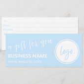 LICHTBLAUWE KLEUR BUSINESS LOGO CADEAUBON (Voorkant / Achterkant)