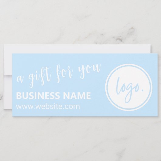 LICHTBLAUWE KLEUR BUSINESS LOGO CADEAUBON (Voorkant)