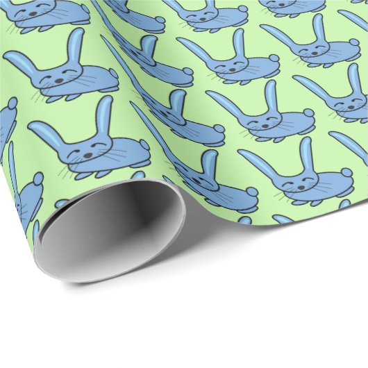 Lichtblauwe konijn cadeaupapier (Rol Hoek)