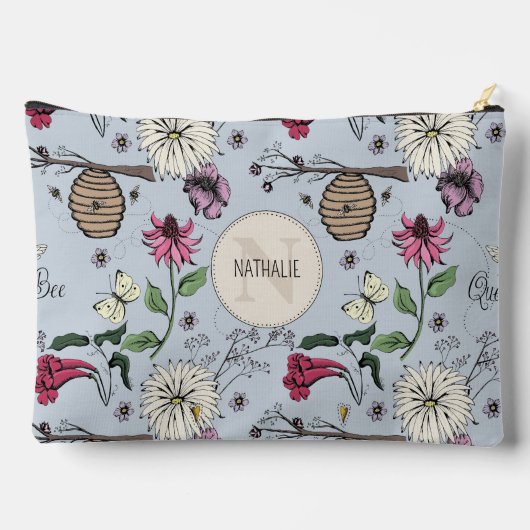 Lichtblauwe koningin bij & gouden kroon beste mama etui (Achterkant)