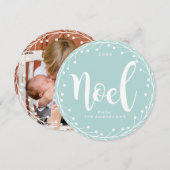 Lichtblauwe krans Noel Feestdagenkaart (Voorkant / Achterkant)