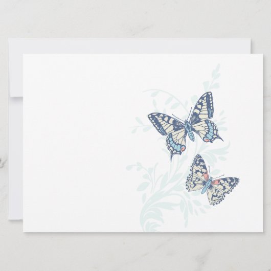 Lichtblauwe kunstvlinder met inkt, behalve de datu kaart (Achterkant)