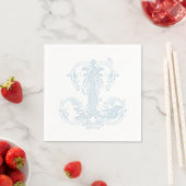 Lichtblauwe "L" Monogram Cocktails Servetten (Insitu)