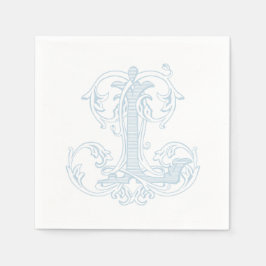 Lichtblauwe "L" Monogram Cocktails Servetten