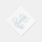 Lichtblauwe "L" Monogram Cocktails Servetten (Hoek)