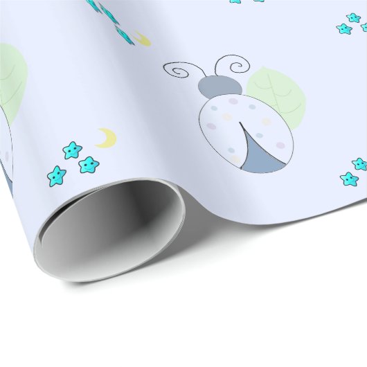 Lichtblauwe ladybugs cadeaupapier (Rol Hoek)