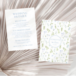 Lichtblauwe lente bloem bruiloft details kaarten