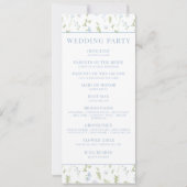 Lichtblauwe lente bloem bruiloft programma kaarten (Achterkant)