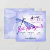 Lichtblauwe libel vleermuis mitswa uitnodiging (Voorkant / Achterkant)