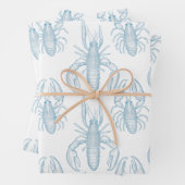 Lichtblauwe lijntekening van een kreeft inpakpapier vel (In situ)