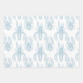 Lichtblauwe lijntekening van een kreeft inpakpapier vel (Voorkant)