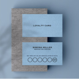 Lichtblauwe Linnen Textuur Loyalty Card Visitekaartje