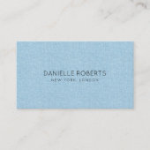 Lichtblauwe linnen textuur QR-code Visitekaartje (Voorkant)