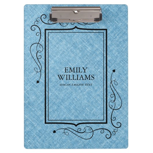 Lichtblauwe linnen textuur zwart  Lijst Klembord (Voorkant)