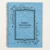 Lichtblauwe linnen textuur zwart  Lijst Planner (Voorkant)