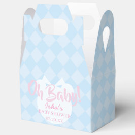 Lichtblauwe lintbeer babyshower favorietdozen bedankdoosjes