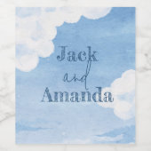 Lichtblauwe lucht trouw wijnfles sticker & label (Enkel label)