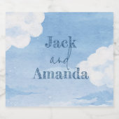 Lichtblauwe lucht Trouwwijnfles Sticker & Label (Enkel label)