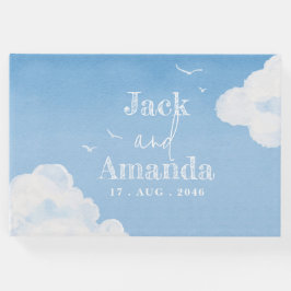Lichtblauwe lucht Waterverf bruiloft gastenboek