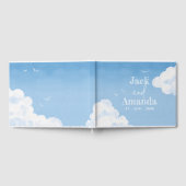 Lichtblauwe lucht Waterverf bruiloft gastenboek (Volledig)