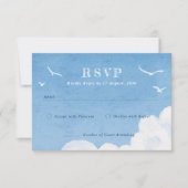 Lichtblauwe lucht Waterverf bruiloft uitnodiging R (Voorkant)