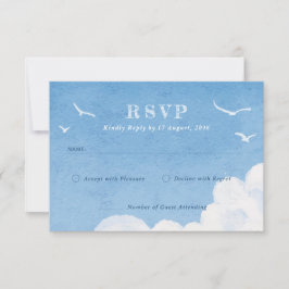 Lichtblauwe lucht Waterverf bruiloft uitnodiging R