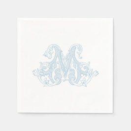 Lichtblauwe "M" Monogram Cocktailservetten Servet