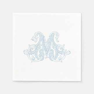 Lichtblauwe "M" Monogram Cocktailservetten Servet
