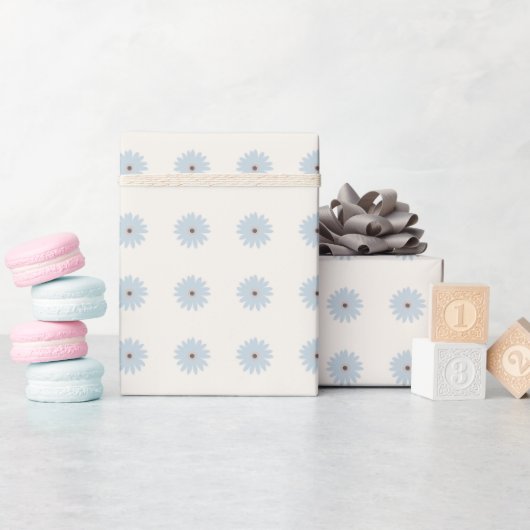 Lichtblauwe Madelief Cadeaupapier (Baby Shower)