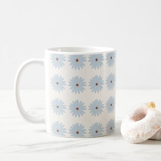 Lichtblauwe Madelief Koffiemok (Met donut)