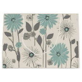 Lichtblauwe Madelief Mid Century Modern Bloemig Groot Cadeauzakje (Voorkant)