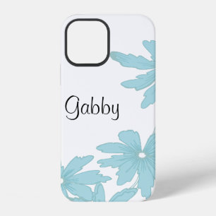 Lichtblauwe Madeliefjes op Wit iPhone 12 Hoesje