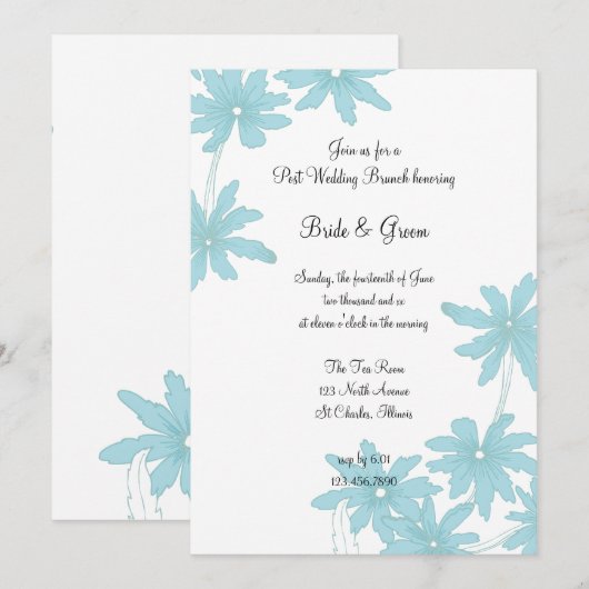 Lichtblauwe Madeliefjes Post Trouw Brunch Kaart (Voorkant / Achterkant)